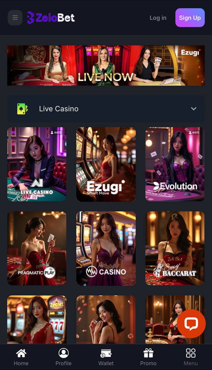 Live casino games at ZeloBet Casino